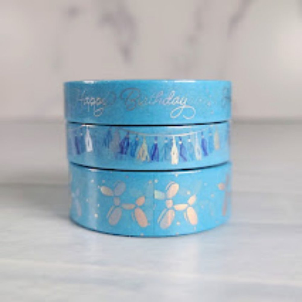 simply gilded Blue Birthday Washi Tape Set